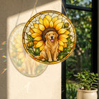 Golden Retriever Sunflower Suncatcher
