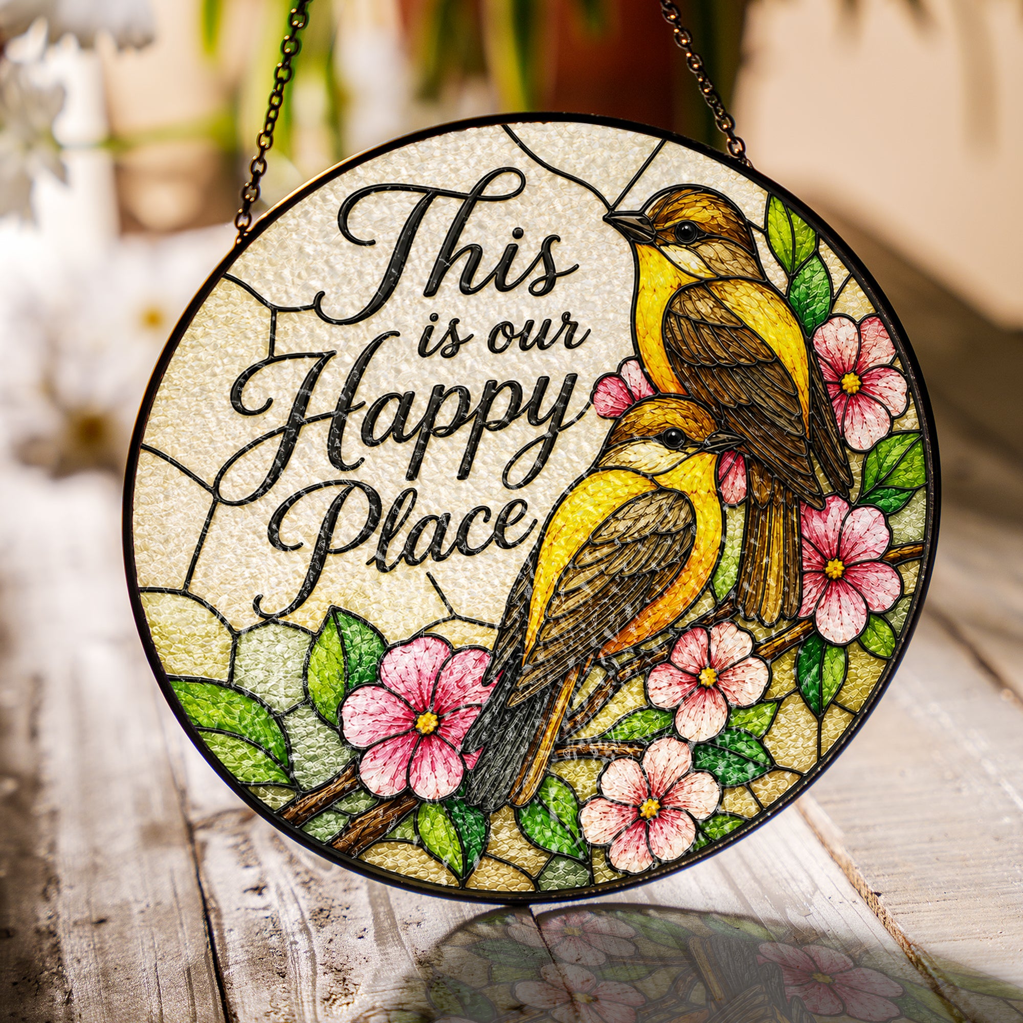 This Is Our Happy Place Songbird Stained Glass Suncatcher