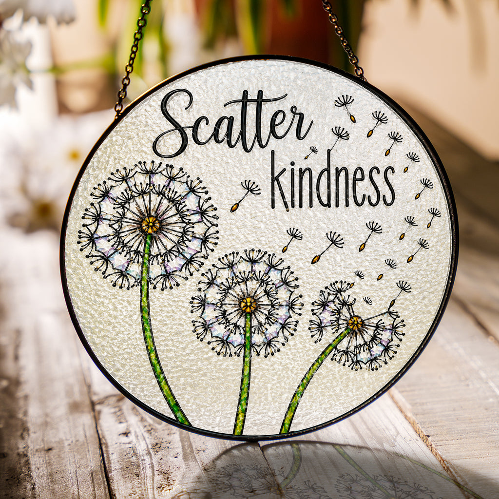 Scatter Kindness Dandelion Stained Glass Suncatcher