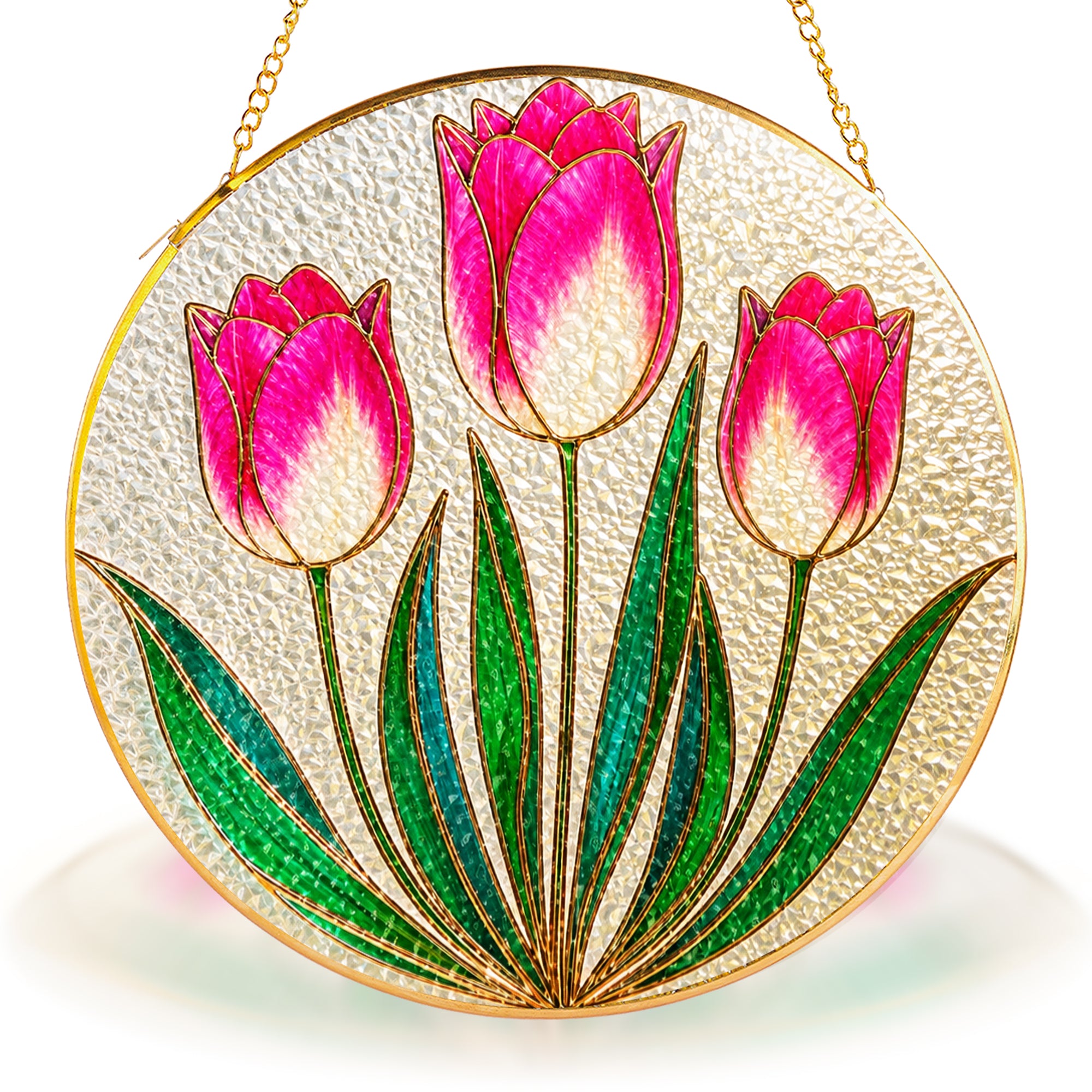 Pink Tulip Stained Glass Suncatcher