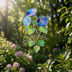 Personalized Blue Morning Glory Holographic Acrylic Suncatcher