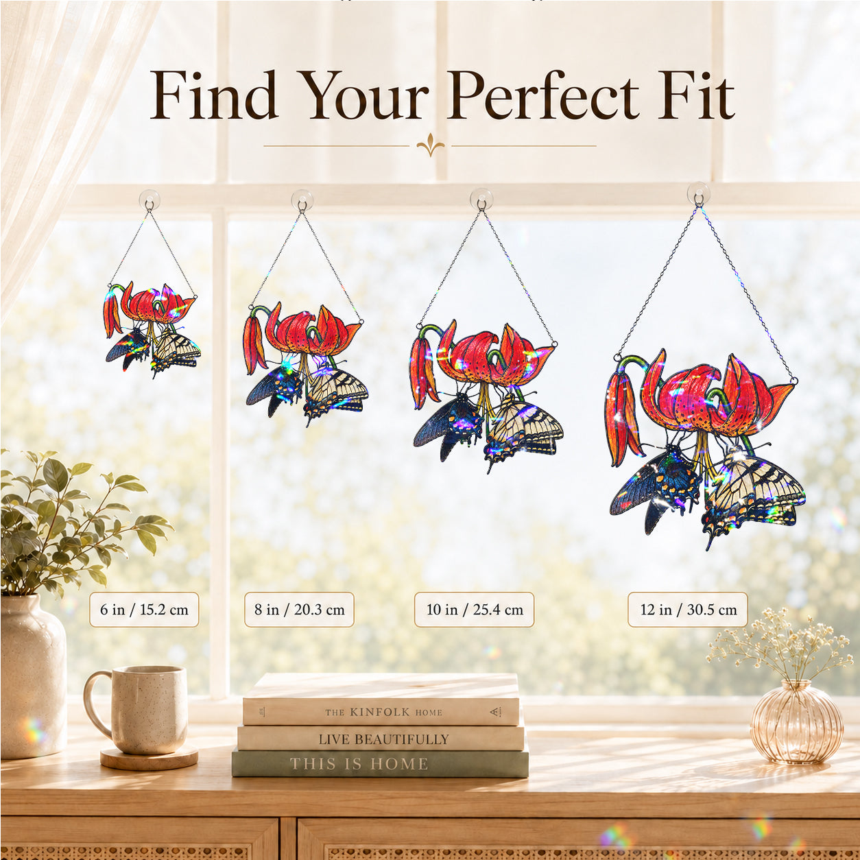 Swallowtail Butterflies & Tiger Lily Holographic Acrylic Suncatcher