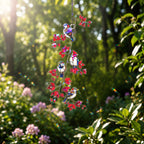 Sparrows & Cardinal on Red Leaf Vine Holographic Acrylic Suncatcher