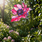 Personalized Pink Anemone Flower Holographic Acrylic Suncatcher