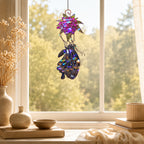 Black Swallowtail & Purple Dahlia Holographic Acrylic Suncatcher