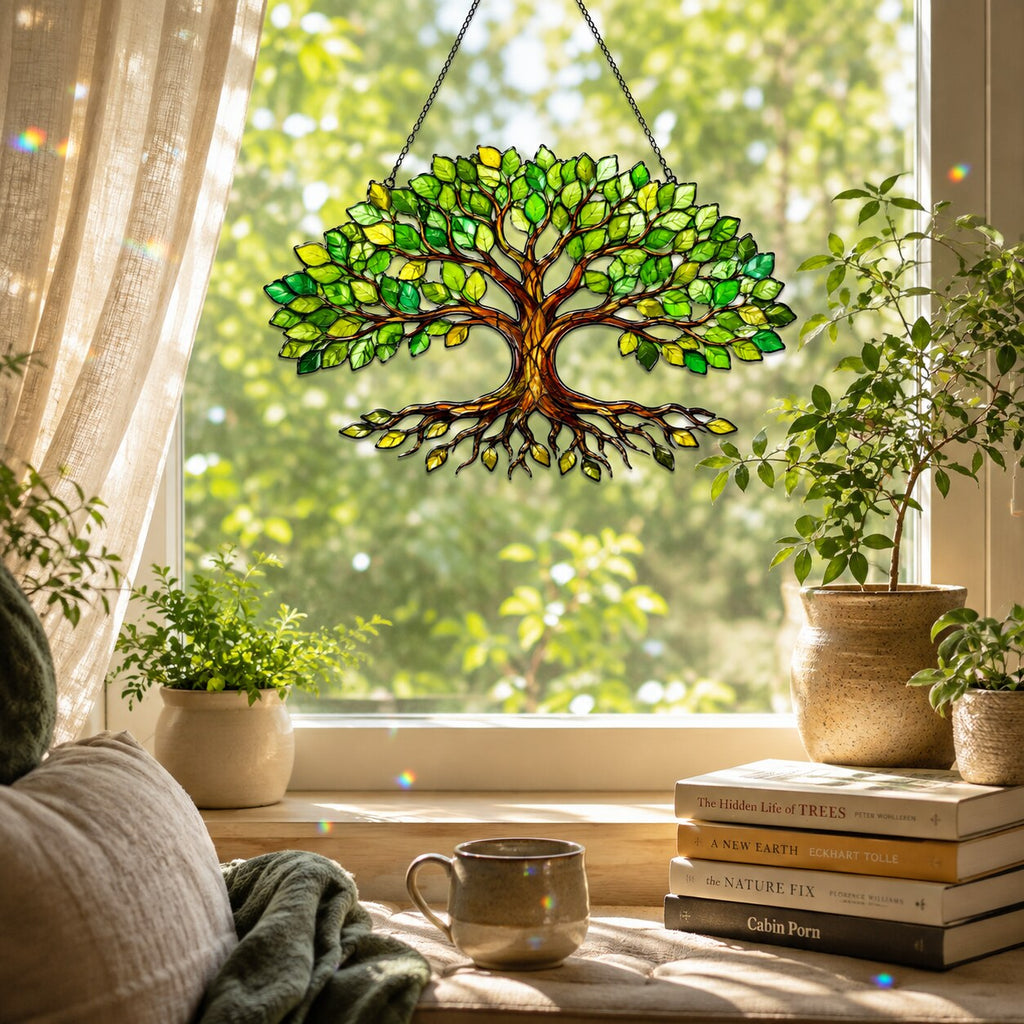 Green Tree of Life Holographic Acrylic Suncatcher