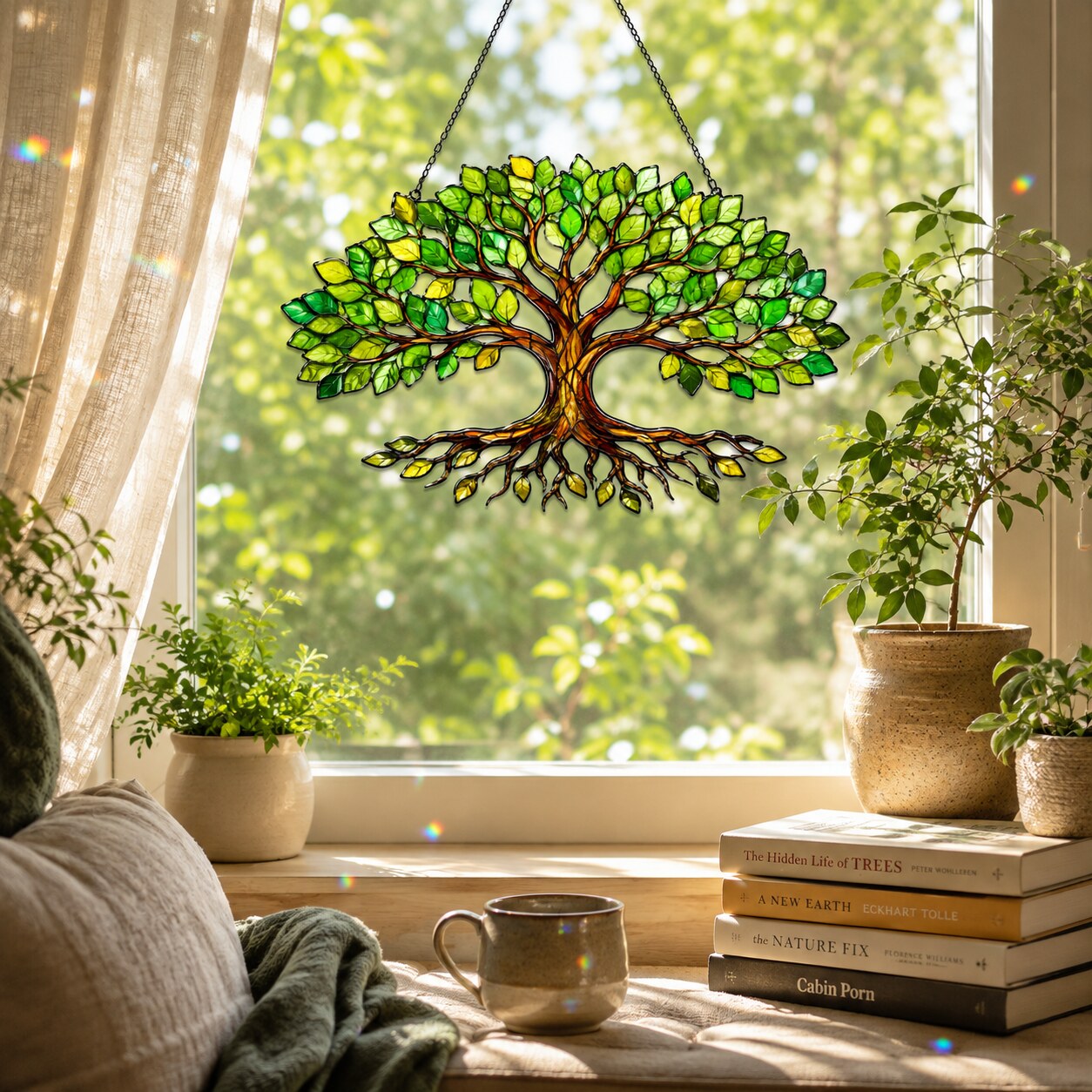 Green Tree of Life Holographic Acrylic Suncatcher
