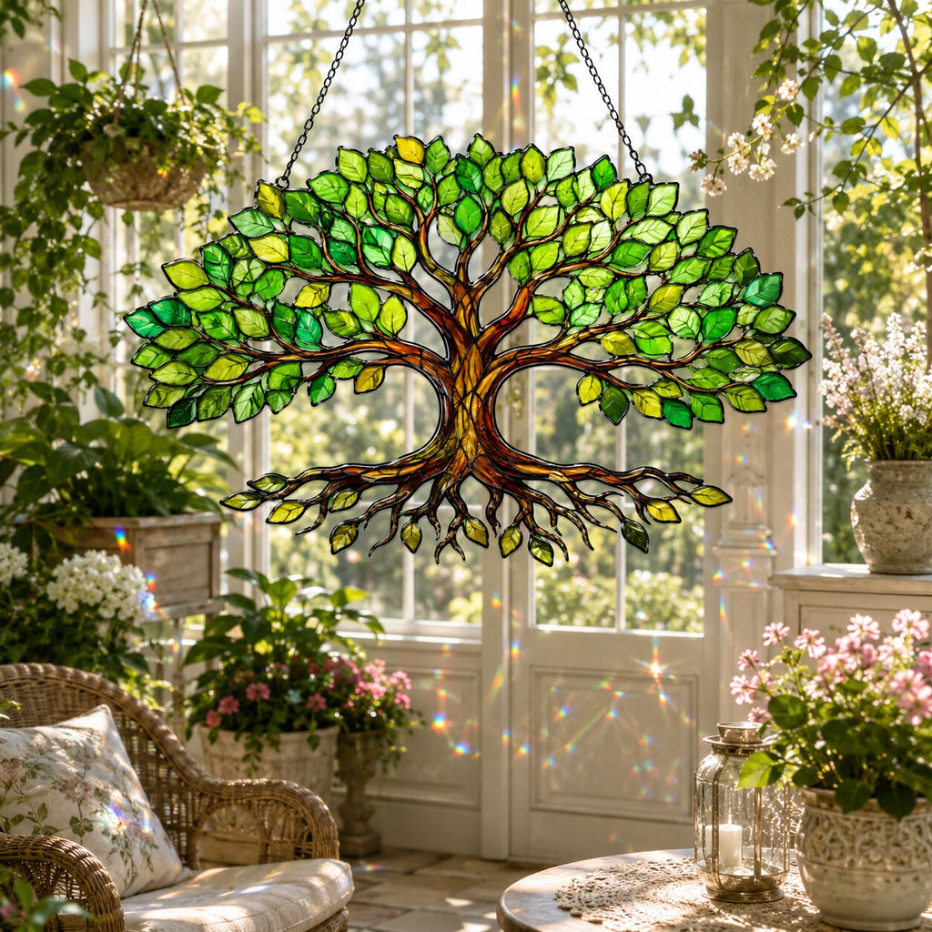 Green Tree of Life Holographic Acrylic Suncatcher