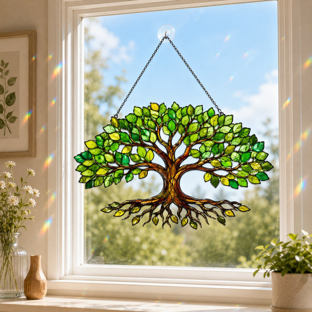 Green Tree of Life Holographic Acrylic Suncatcher