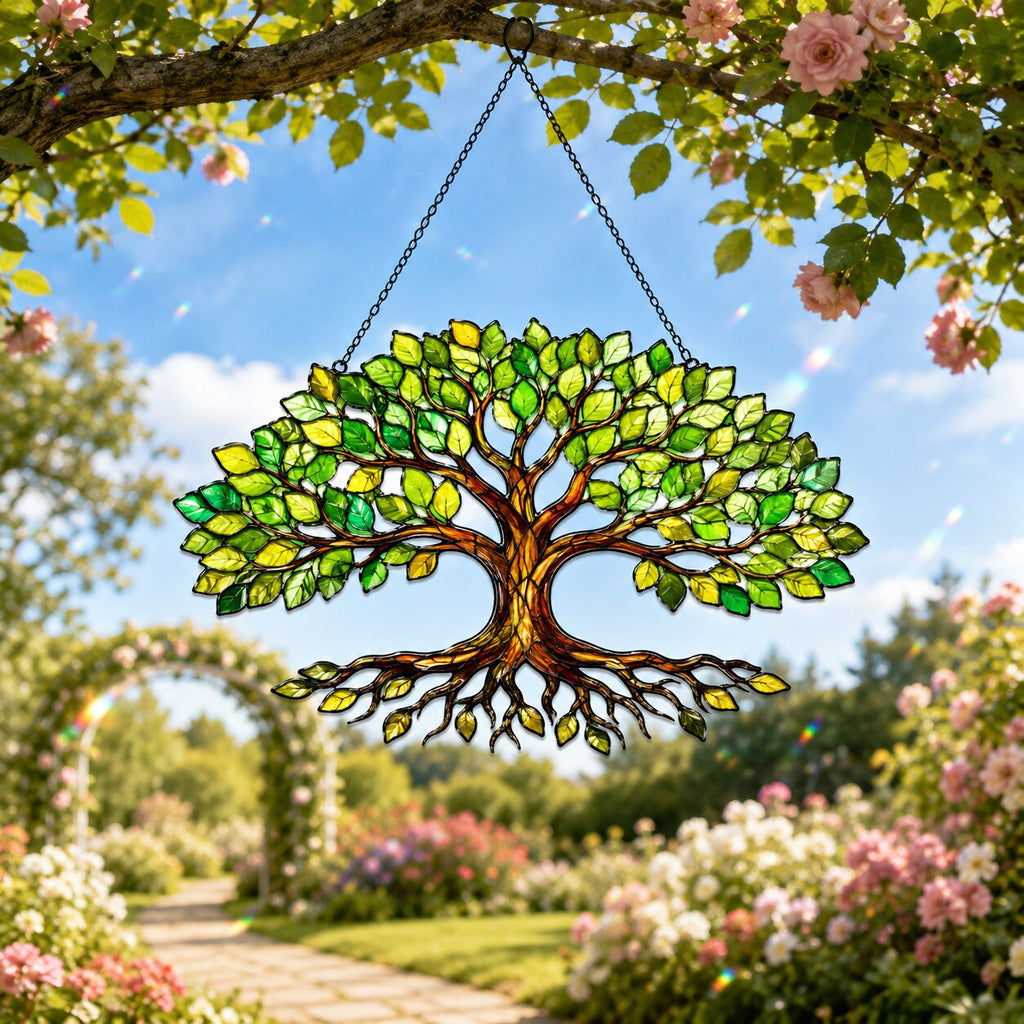 Green Tree of Life Holographic Acrylic Suncatcher