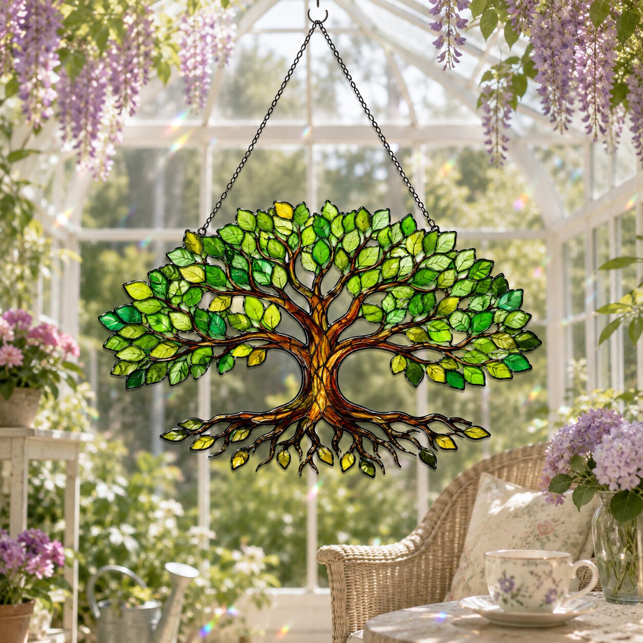 Green Tree of Life Holographic Acrylic Suncatcher