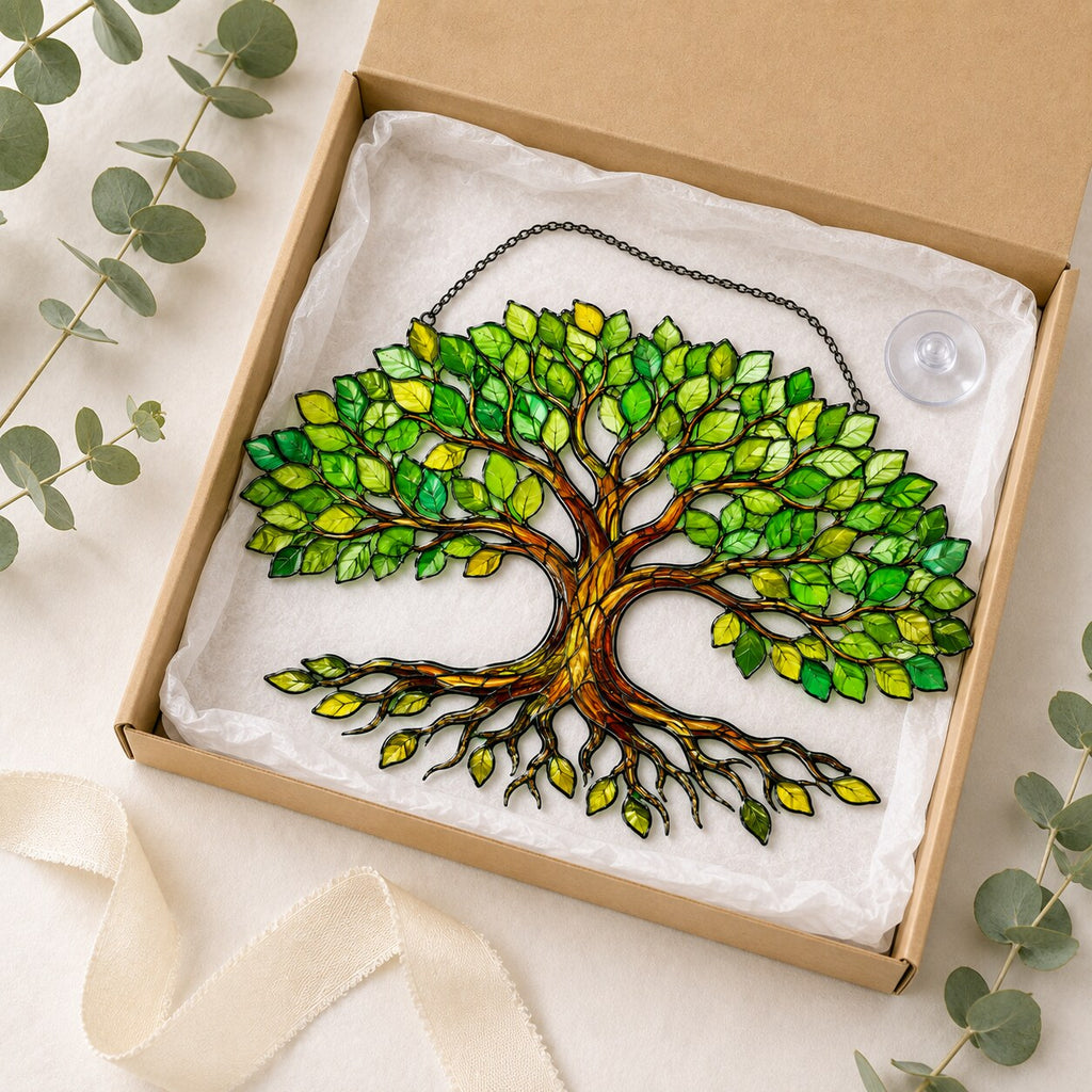 Green Tree of Life Holographic Acrylic Suncatcher