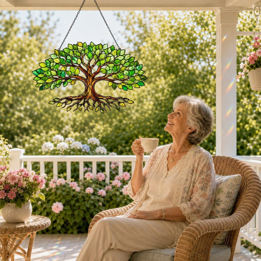 Green Tree of Life Holographic Acrylic Suncatcher