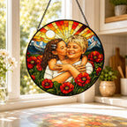Personalized Poppy Sunrise Photo Stained Glass Suncatcher