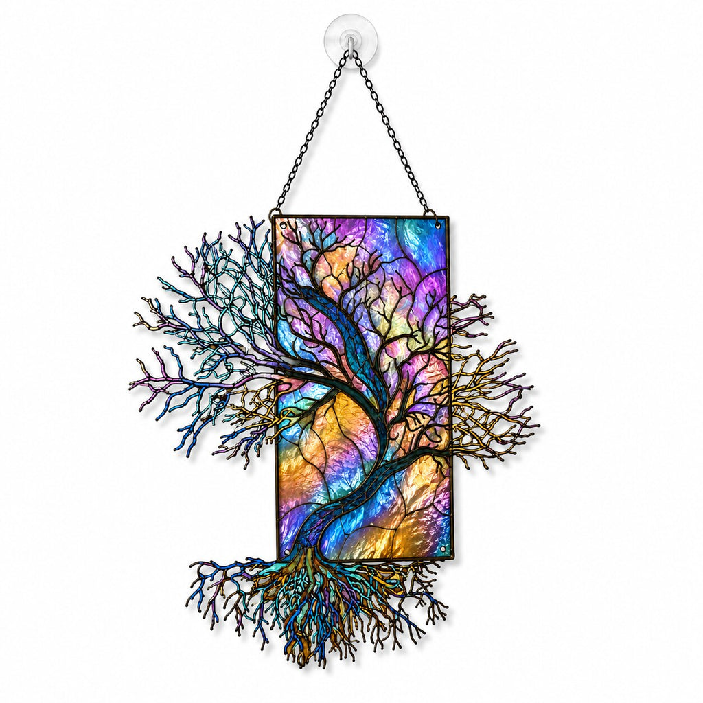 Iridescent Tree of Life Holographic Acrylic Suncatcher