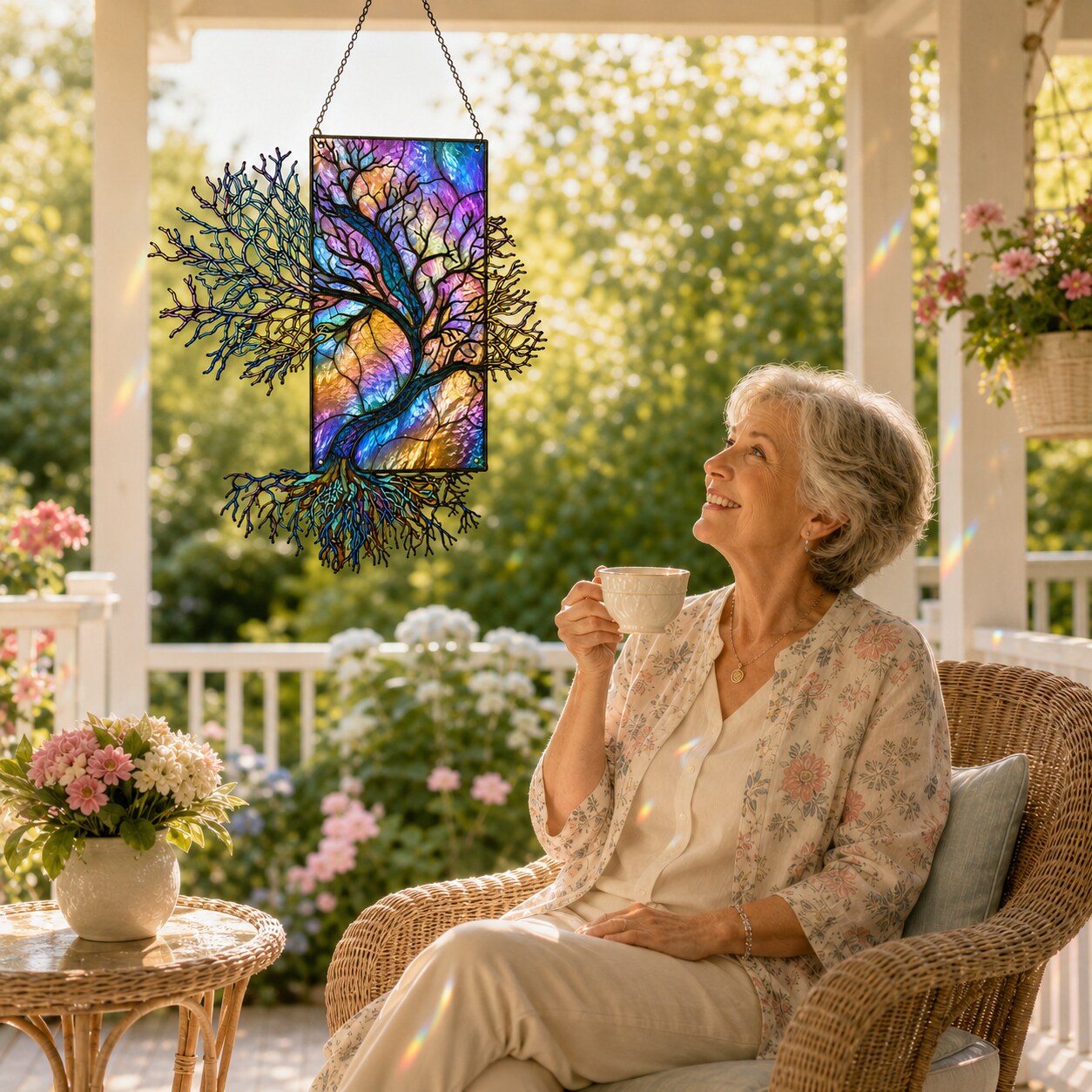 Iridescent Tree of Life Holographic Acrylic Suncatcher