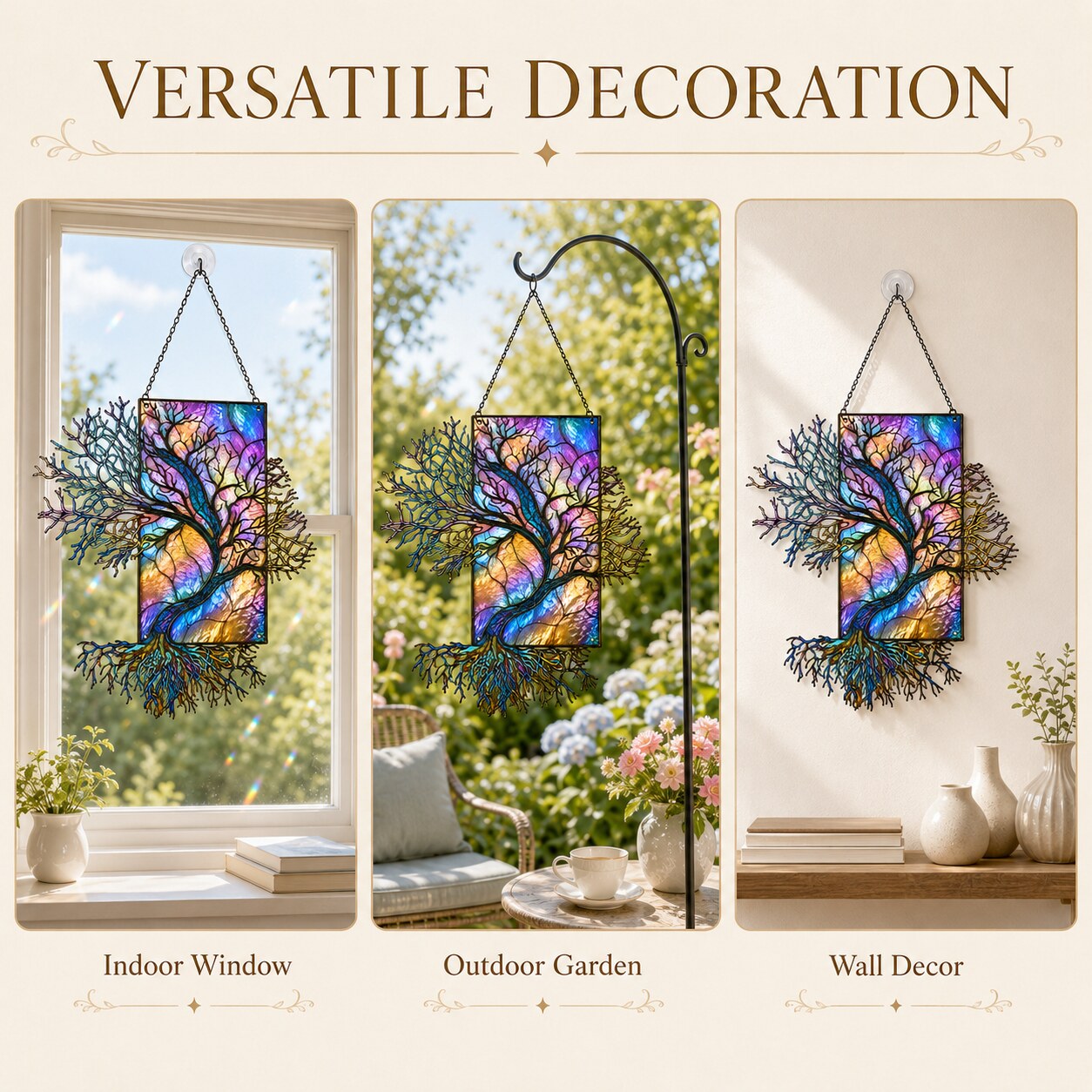 Iridescent Tree of Life Holographic Acrylic Suncatcher