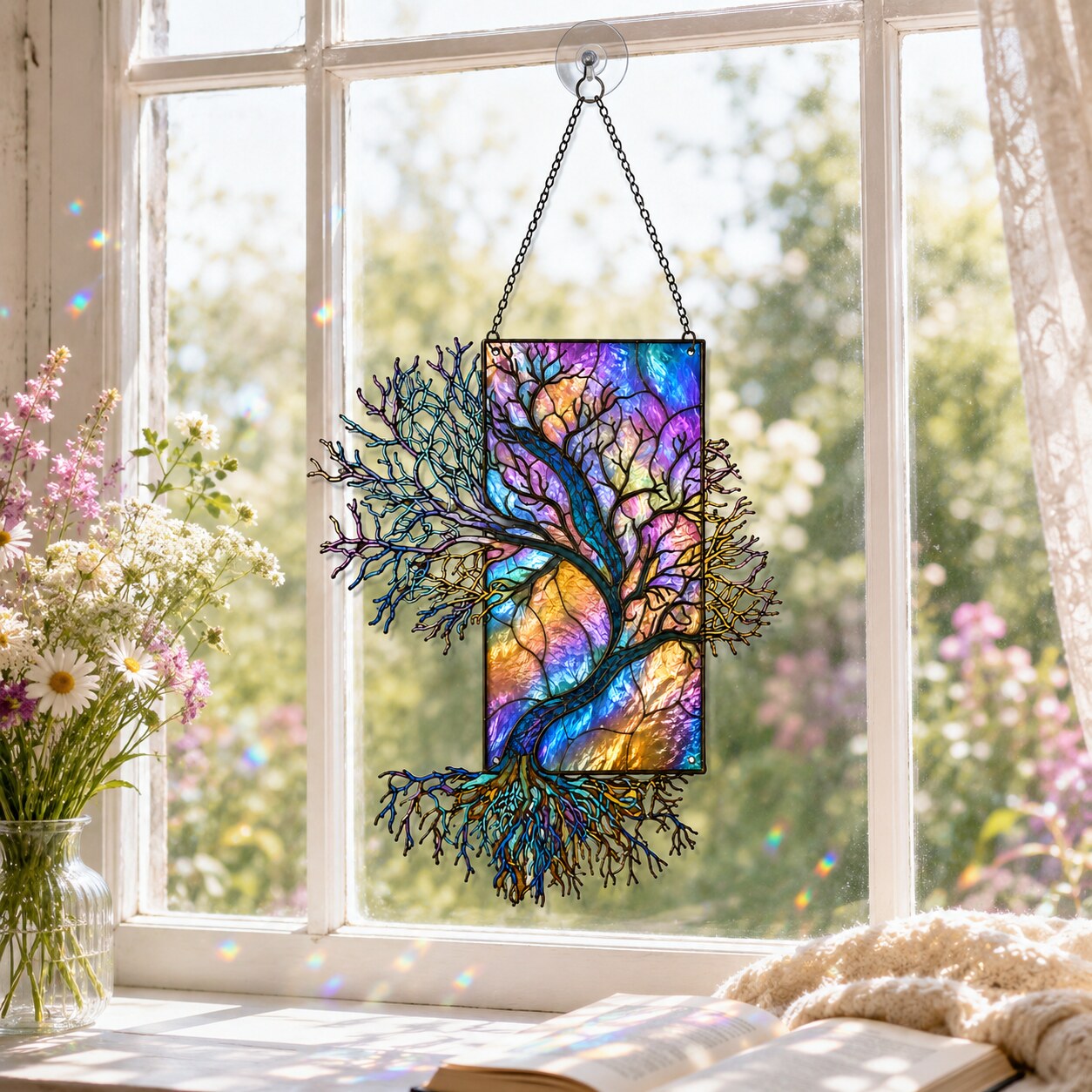 Iridescent Tree of Life Holographic Acrylic Suncatcher