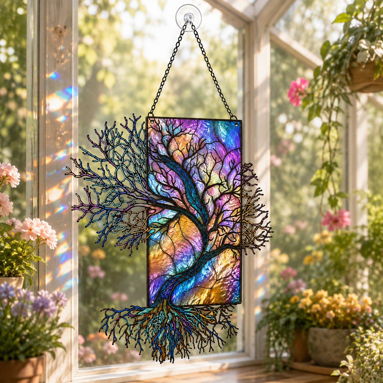 Iridescent Tree of Life Holographic Acrylic Suncatcher