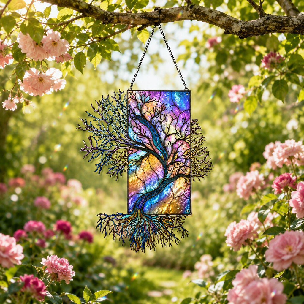 Iridescent Tree of Life Holographic Acrylic Suncatcher