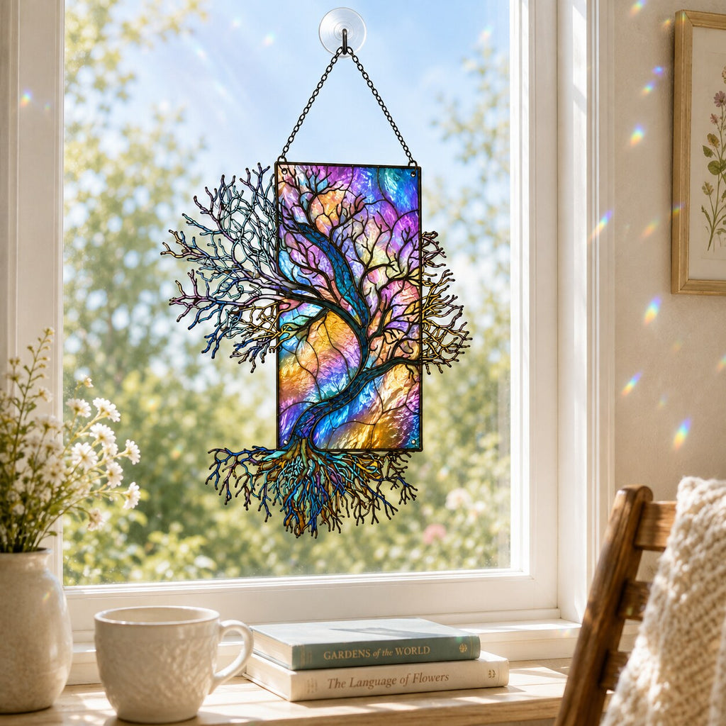 Iridescent Tree of Life Holographic Acrylic Suncatcher