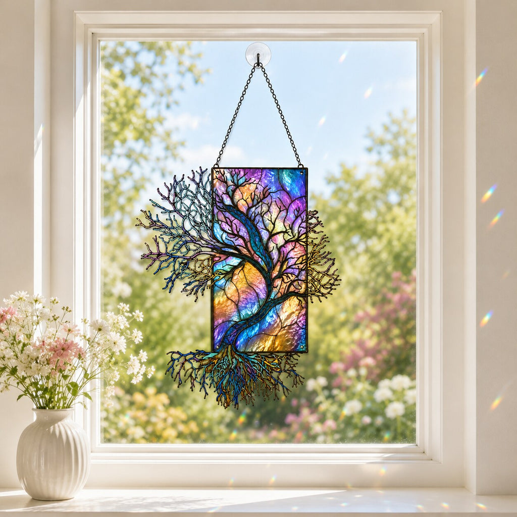 Iridescent Tree of Life Holographic Acrylic Suncatcher