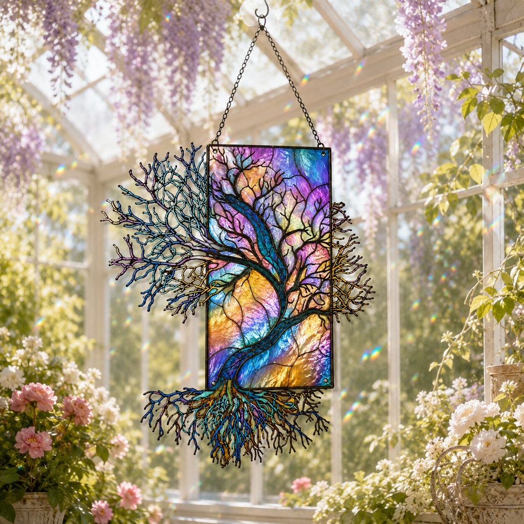 Iridescent Tree of Life Holographic Acrylic Suncatcher