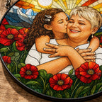Personalized Poppy Sunrise Photo Stained Glass Suncatcher