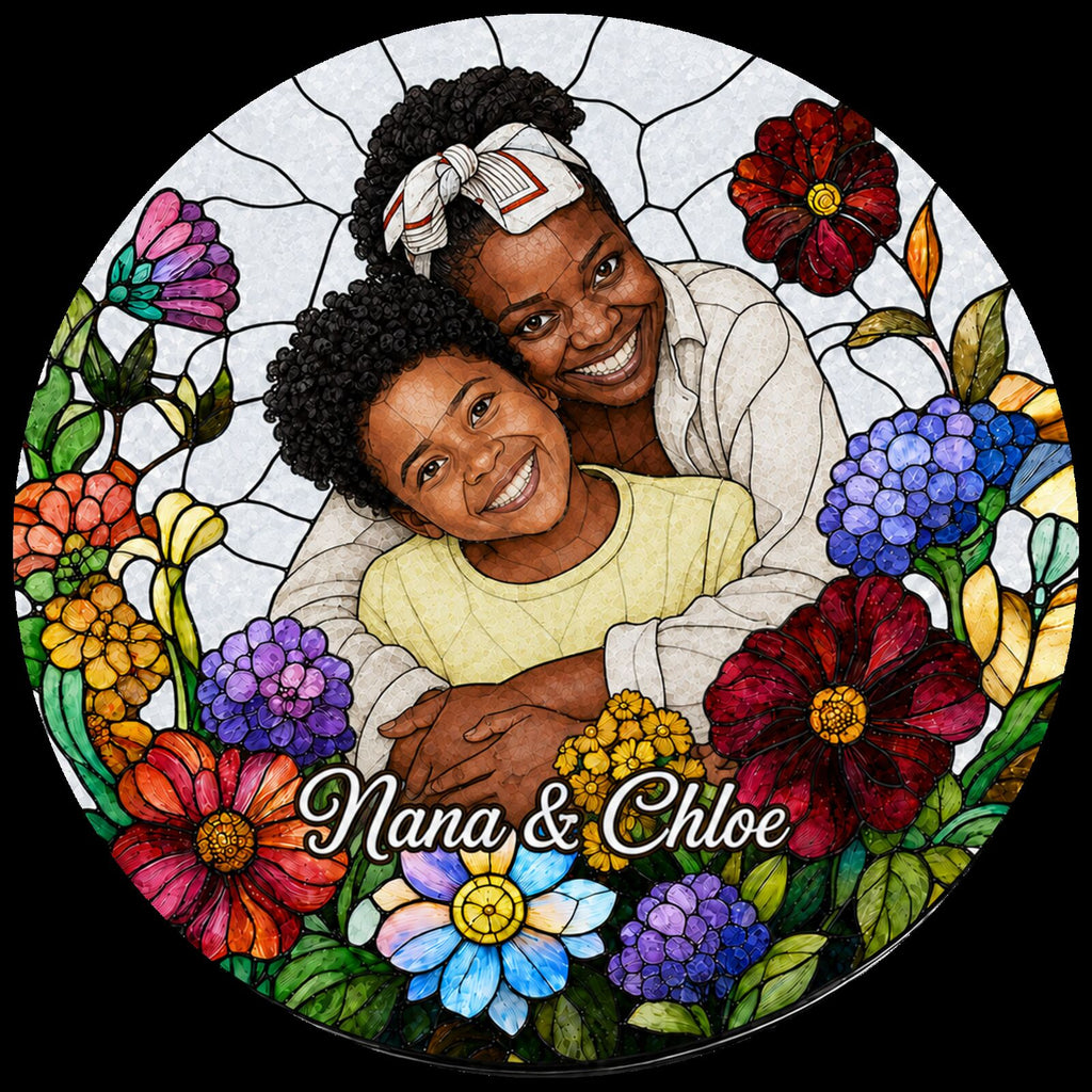 Personalized Wildflower Photo Stained Glass Suncatcher