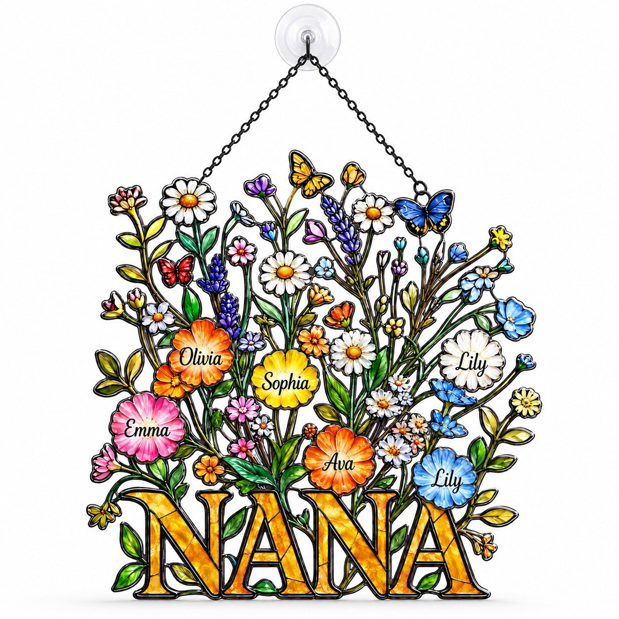 Personalized NANA Wildflower Holographic Acrylic Suncatcher