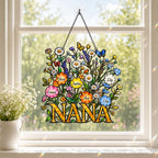 Personalized NANA Wildflower Holographic Acrylic Suncatcher