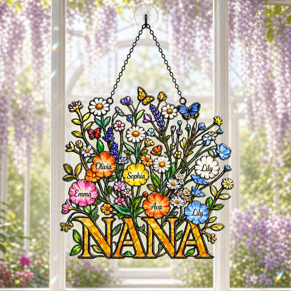 Personalized NANA Wildflower Holographic Acrylic Suncatcher