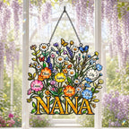 Personalized NANA Wildflower Holographic Acrylic Suncatcher