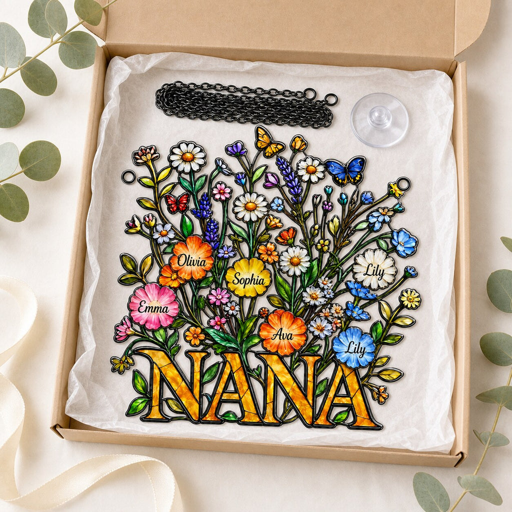 Personalized NANA Wildflower Holographic Acrylic Suncatcher