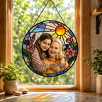 Personalized Blossom Sunrise Photo Stained Glass Suncatcher