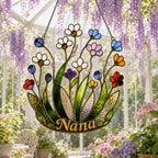 Personalized NANA Jewel Flower Holographic Acrylic Suncatcher