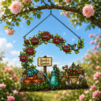 Personalized Grandma's Garden Rose Arch Holographic Acrylic Suncatcher