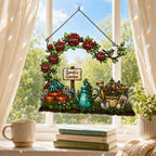 Personalized Grandma's Garden Rose Arch Holographic Acrylic Suncatcher
