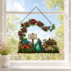 Personalized Grandma's Garden Rose Arch Holographic Acrylic Suncatcher