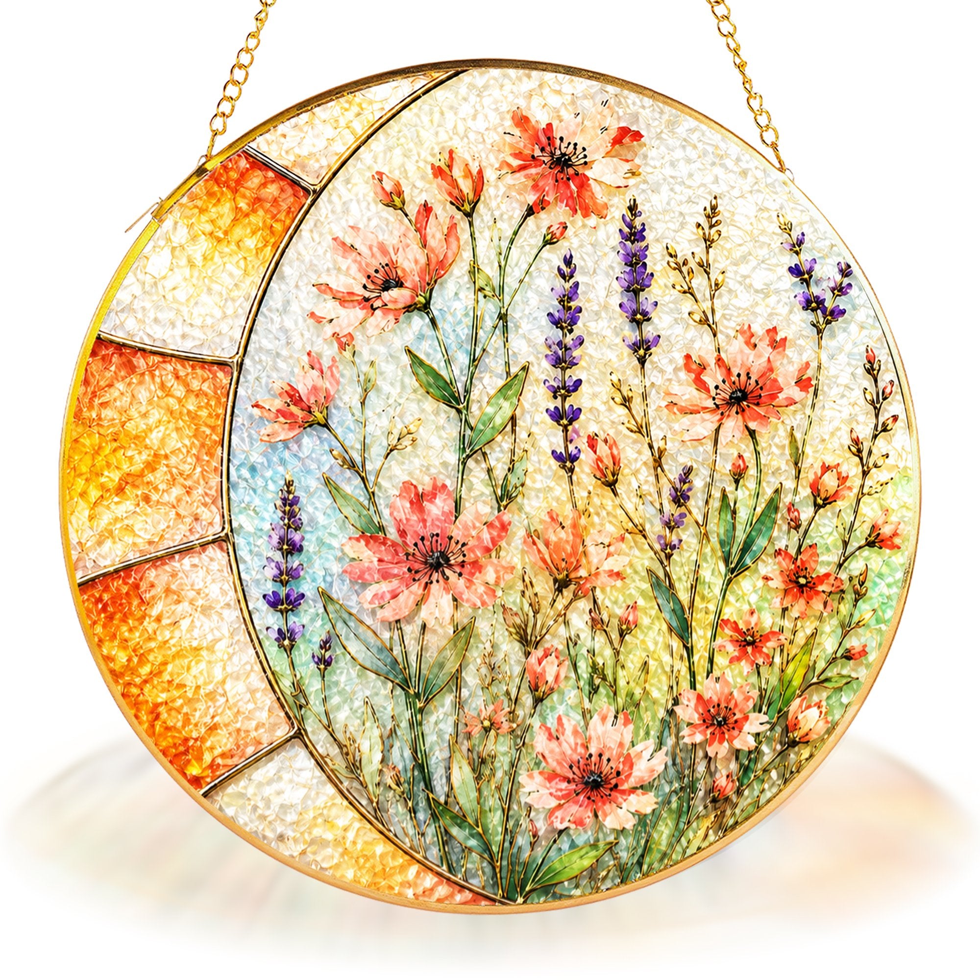 Lavender Wildflower Stained Glass Suncatcher