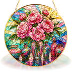 Pink Peony Stained Glass Suncatcher