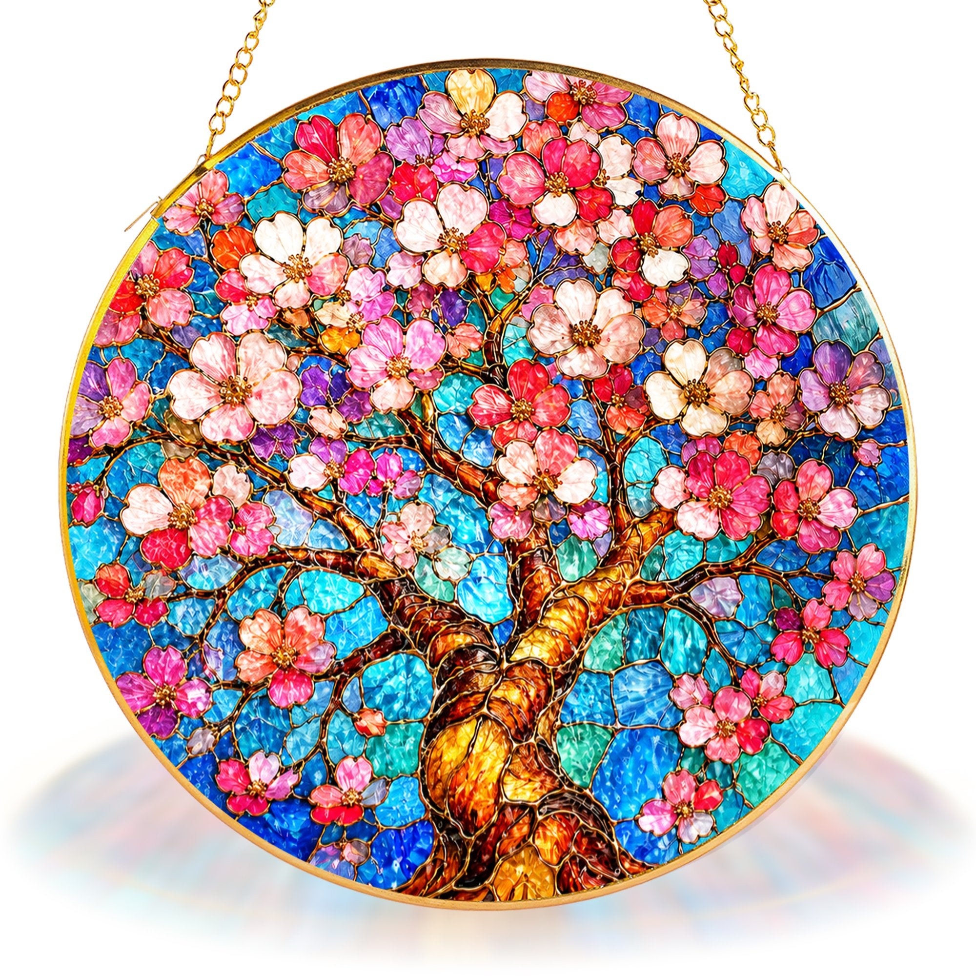 Cherry Blossom Stained Glass Suncatcher