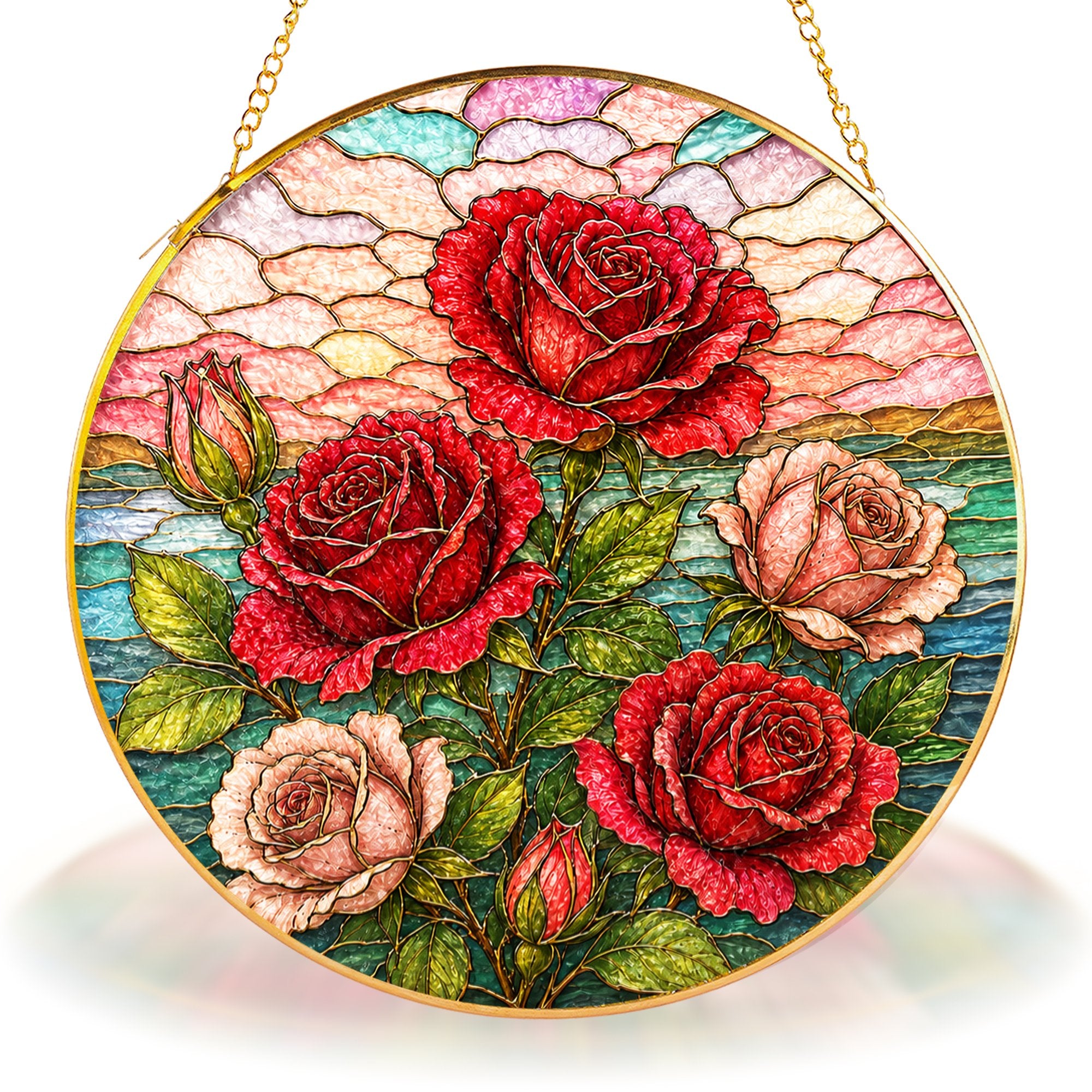 Red Rose Stained Glass Suncatcher