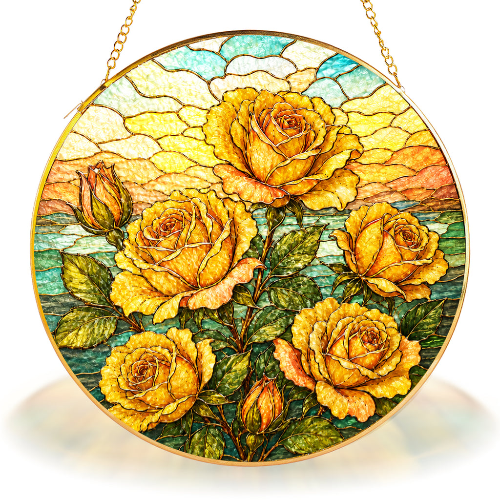 Red Rose Stained Glass Suncatcher