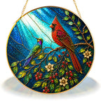 Cardinal Bird Stained Glass Suncatcher