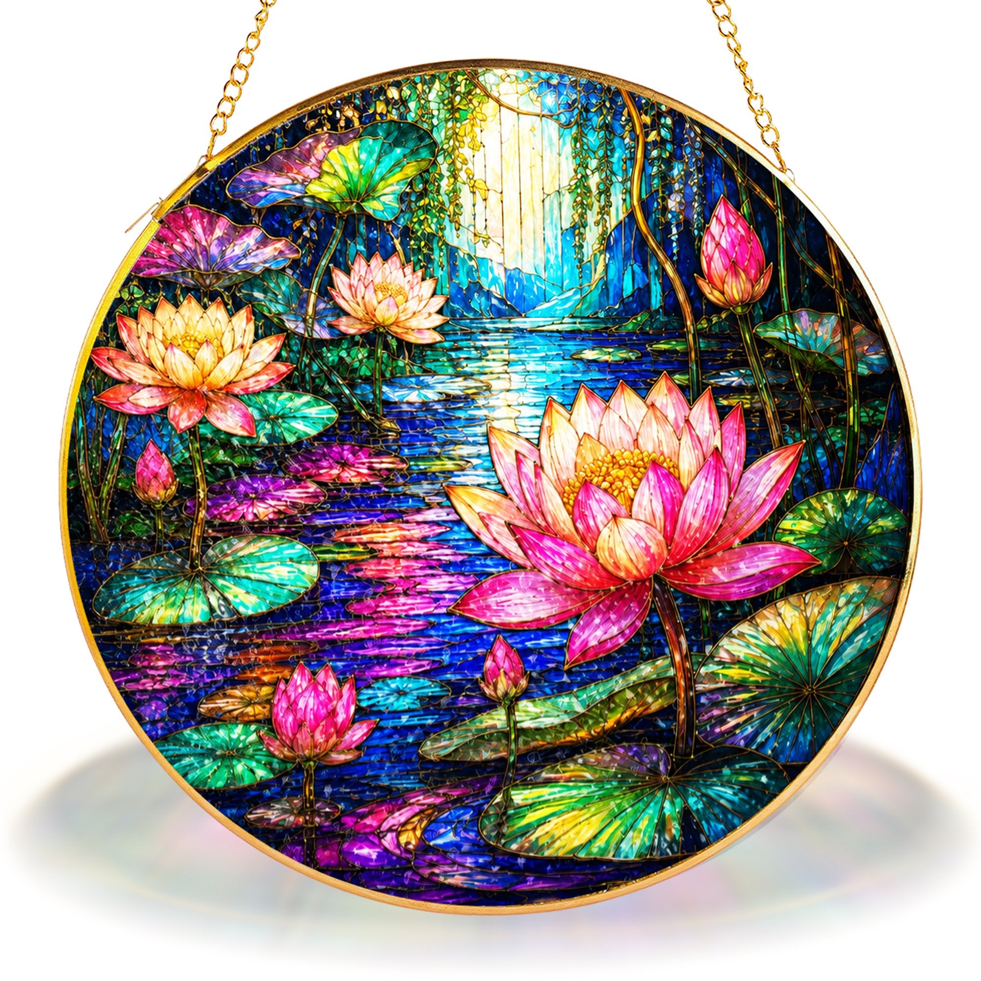 Lotus Flower Stained Glass Suncatcher