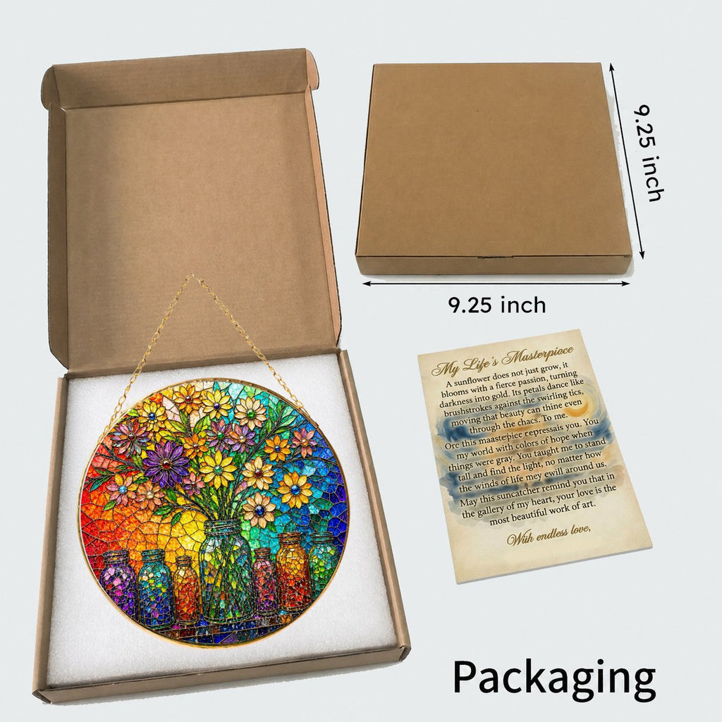 Colorful Floral Stained Glass Suncatcher
