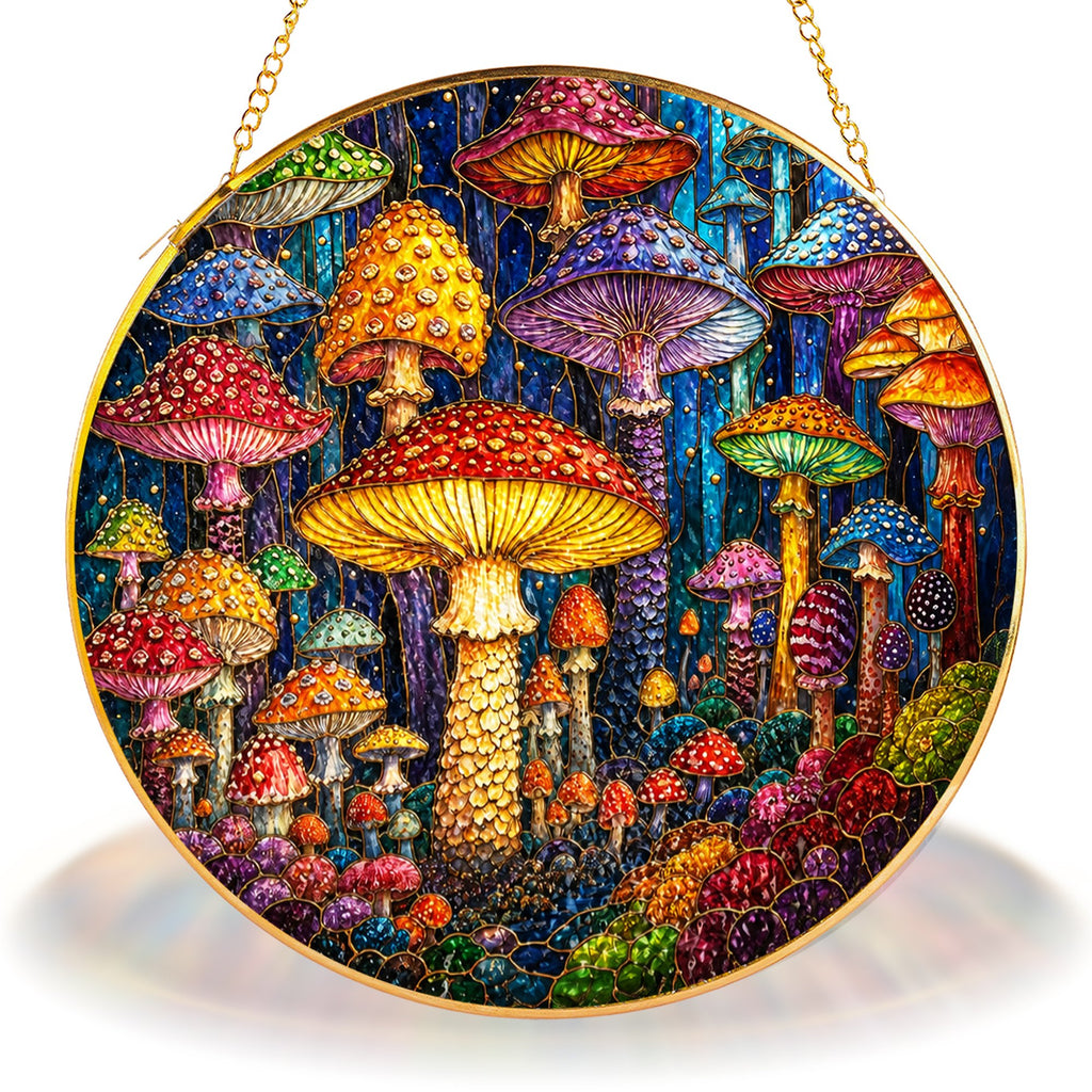 Mushroom Stained Glass Suncatcher