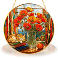 Red Poppy Stained Glass Suncatcher