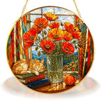 Red Poppy Stained Glass Suncatcher